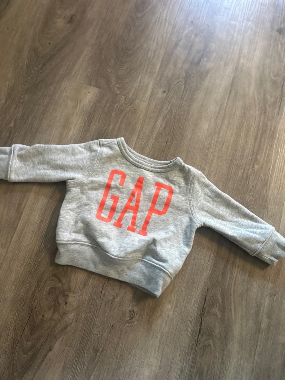 GAP Kids Light Gray Sweatshirt with Bright Coral Logo
